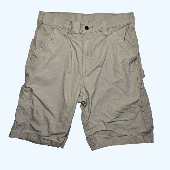 Carhartt Loose Fit Canvas Utility Work Shorts Mens 32 B147 Carpenter Baggy Tan - Picture 2 of 8